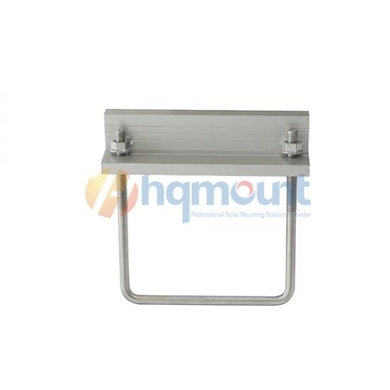 Solar mounting clamp installed on square tube ground mount structure