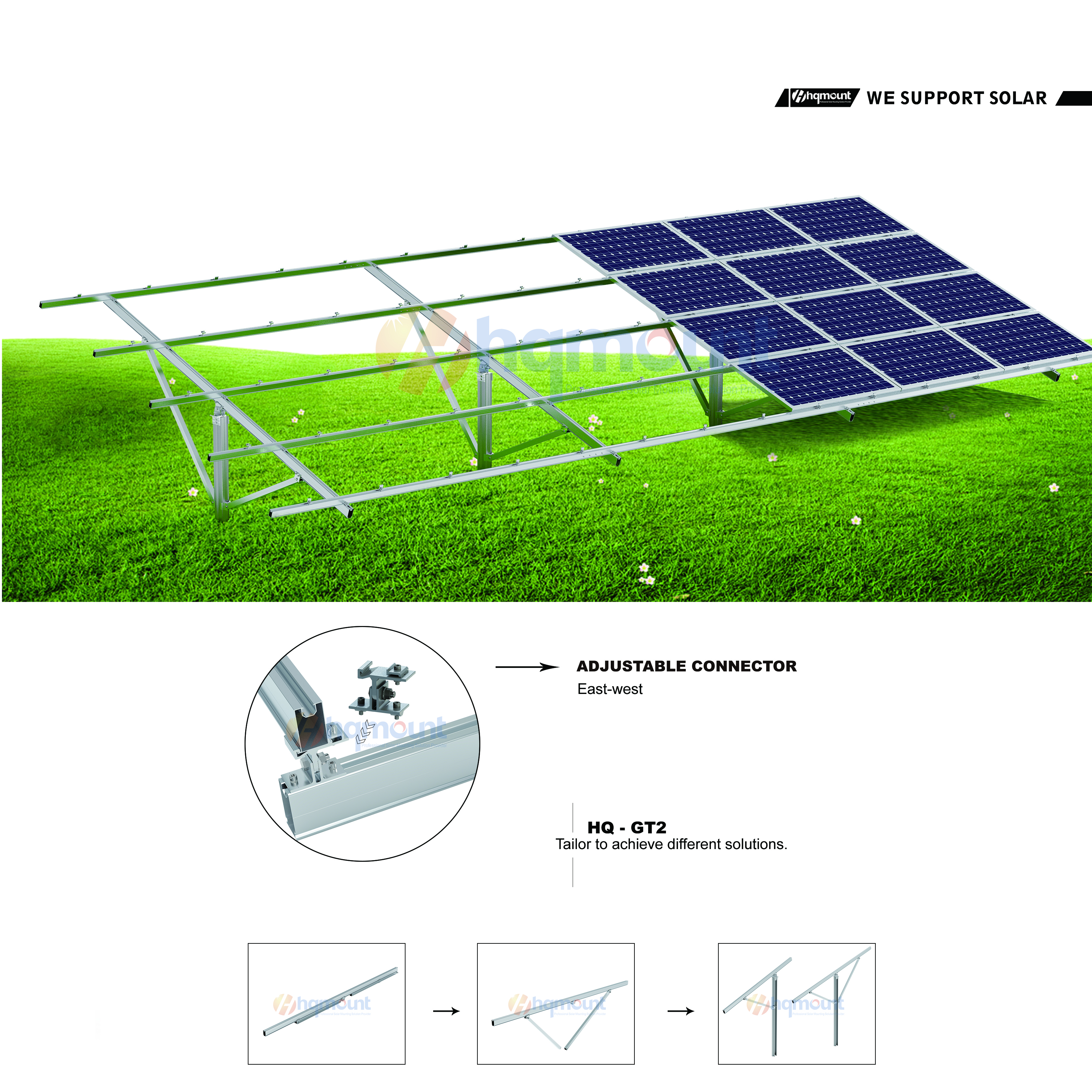 Rak solar cerucuk tunggal HQ Mount untuk rupa bumi yang mencabar