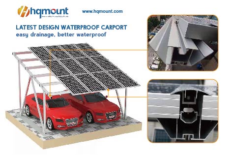 HQ MOUNT reka bentuk terbaru kalis air photovoltaic carport
